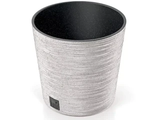 Doniczka okrągła z wkładem biała 30 cm Furu Round ECO Wood
