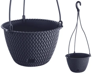 Doniczka wisząca antracyt 23 cm Prosperplast Splofy Round