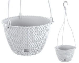 Doniczka wisząca Prosperplast biała 23 cm Splofy Round W