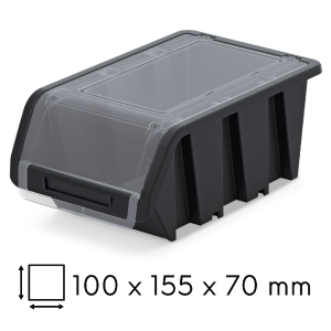 Pojemnik warsztatowy z klapką 100x155x70 mm mały czarny Kistenberg Truck