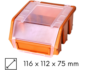 Kuweta magazynowa z klapką 116x112x75mm pomarańcz Ergobox