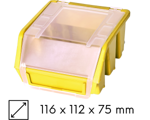 Kuweta magazynowa z klapką 116x112x75mm żółta Ergobox