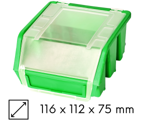 Kuweta magazynowa z klapką 116x112x75mm zielona Ergobox