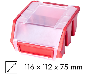 Kuweta magazynowa z klapką 116x112x75mm czerwona Ergobox