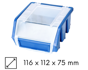 Kuweta magazynowa z klapką 116x112x75mm niebieska Ergobox