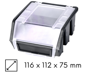 Kuweta magazynowa z klapką 116x112x75mm czarna Ergobox