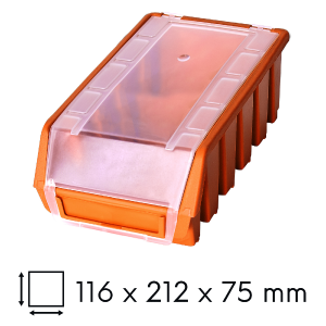 Kuweta magazynowa z klapką 116x212x75mm pomarańcz Ergobox