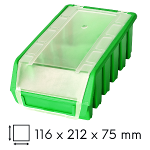 Kuweta magazynowa z klapką 116x212x75mm zielona Ergobox
