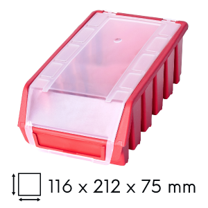Kuweta magazynowa z klapką 116x212x75mm czerwona Ergobox