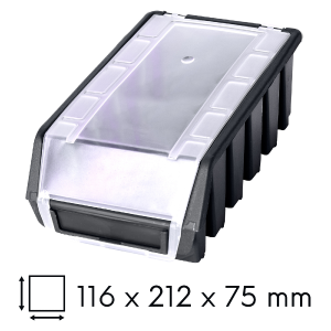 Kuweta magazynowa z klapką 116x212x75mm czarna Ergobox
