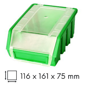 Kuweta magazynowa z klapką 116x161x75mm zielona Ergobox