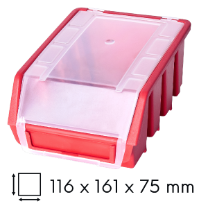 Kuweta magazynowa z klapką 116x161x75mm czerwona Ergobox