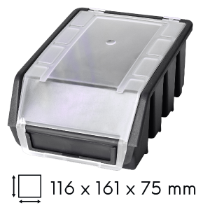 Kuweta magazynowa z klapką 116x161x75mm czarna Ergobox