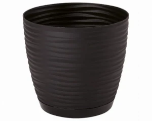 Doniczka z podstawką czarna 19 cm Form-Plastic Sahara Round
