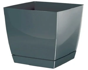 Doniczka z podstawką grafit 21cm Prosperplast Coubi Square P