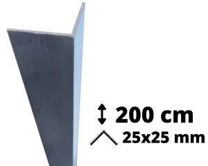 Profil narożny aluminiowy 200 cm 25x25 mm