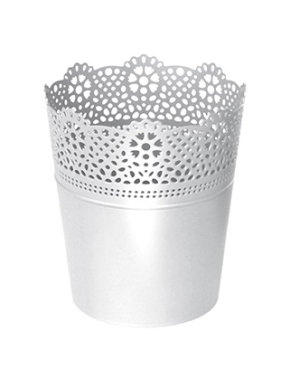 Osłonka na doniczkę biała śr.16 cm Lace