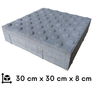 Płytka integracyjna ostrzegawcza szara 30 x 30 cm - gr. 8 cm