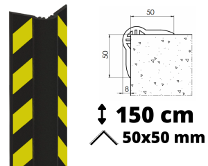 Narożnik ostrzegawczy gumowy 150 cm Flex