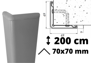 Narożnik PVC + rdzeń aluminium 200 cm ConvexAL