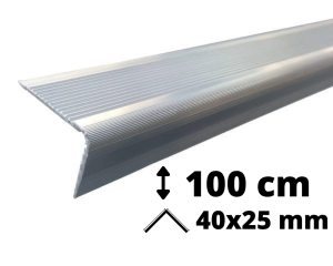 Narożnik schodowy ryfel aluminium 100 cm 4x2,5 cm