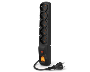 Listwa antyprzepięciowa wtyczka prosta 5 gniazd 3m czarna ACAR F5