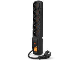 Przedłużacz listwa przeciwprzepięciowa 5 gniazd 1,5m czarna ACAR F5 PRO
