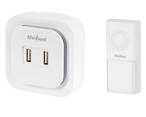 Dzwonek bezprzewodowy do drzwi z wtyczką +2 gniazda USB