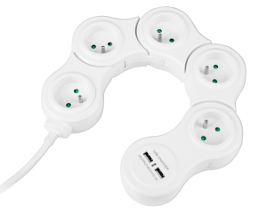 Przedłużacz sieciowy snake 5 gniazd + 2 USB 1,5m Rebel URZ3258