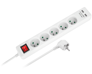 Przedłużacz sieciowy 5 gniazd + 2 wejścia USB 5 m Rebel URZ3203-5M