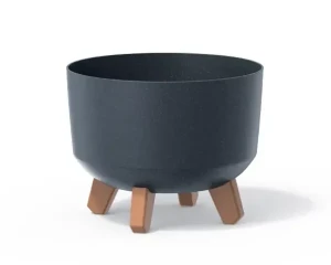 Doniczka okrągła antracyt 23,8 cm Prosperplast Gracia Eco Wood
