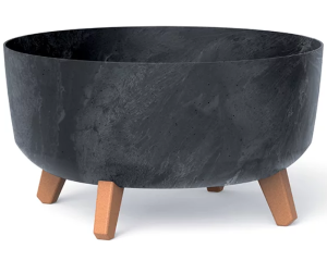 Doniczka okrągła antracyt 38 cm Prosperplast Gracia Low Beton Effect