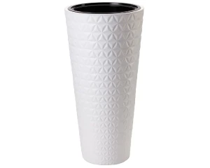 Donica na taras wysoka z wkładem biała 60 cm Diament Slim
