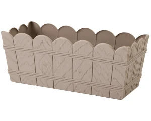 Doniczka podłużna drewnopodobna 40 cm jasny beż