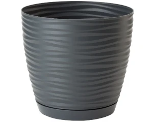 Doniczka okrągła antracyt 22,5 cm Form-Plastic Sahara Round