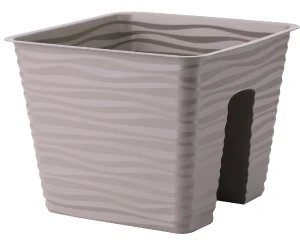 Doniczka kwadratowa na balkon 27 cm beżowa Sahara Railing