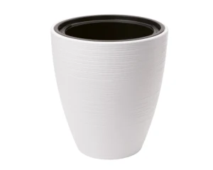 Doniczka okrągła z wkładem biała 29 cm Gobi