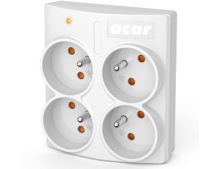 Rozgałęziacz elektryczny przeciwprzepięciowy 4 gniazda szary ACAR X4