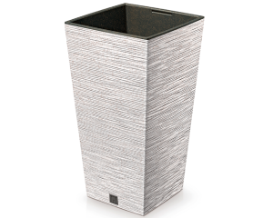 Donica wysoka biała 60 l Prosperplast Furu Square ECO Wood