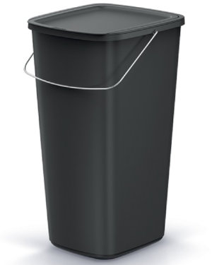 Kosz na śmieci z pokrywą i rączką czarny 25 litrów Compacta Q Basic