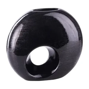 Wazon ceramiczny ozdobny czarny w prążki Hawana