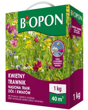 Kwietny trawnik nasiona traw, kwiatów i ziół mieszanka Bopon