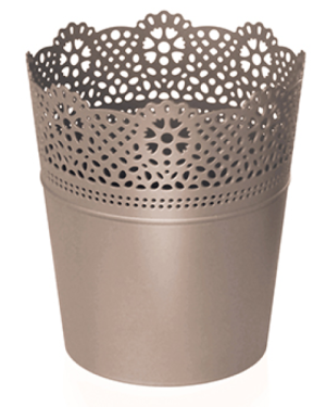 Osłonka na doniczkę ażurowa mocca 21 cm Lace