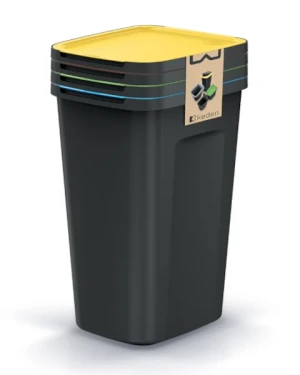 Kosze na śmieci z pokrywą 4 x 50 litrów czarny Compacta Q Plus