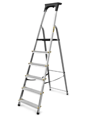 Drabina aluminiowa 6-stopniowa z półką 150 kg Drabest