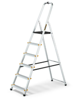 Drabina rozkładana 6 stopni aluminium 150 kg + hak na wiadro