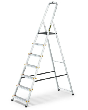 Drabina aluminiowa 7-stopniowa 150 kg + hak na wiadro