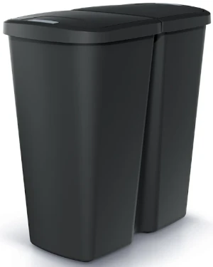 Kosz na śmieci podwojny 50 litrów czarny Compacta Q Duo