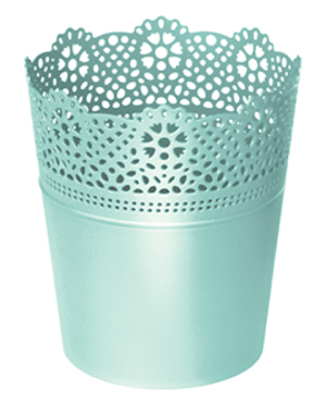 Osłonka na doniczkę zielona 21 cm Prosperplast Lace ażurowa