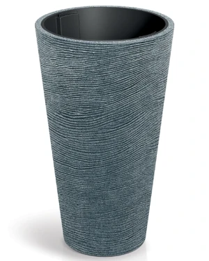 Donica wysoka z wkładem 100 cm szara Tubra Round Slim